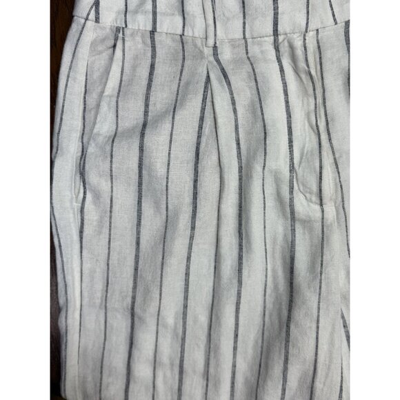 Old Navy Size M Woman Extra High-Rise Taylor Wide-Leg Striped White Linen-Blend - Picture 12 of 13